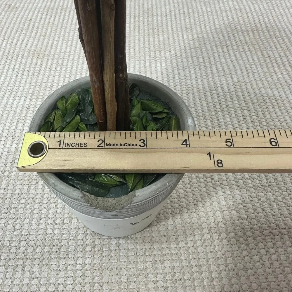 Preserved Boxwood Topiary Tree Round Ball in Distressed Grey Pot 15 Inch Green